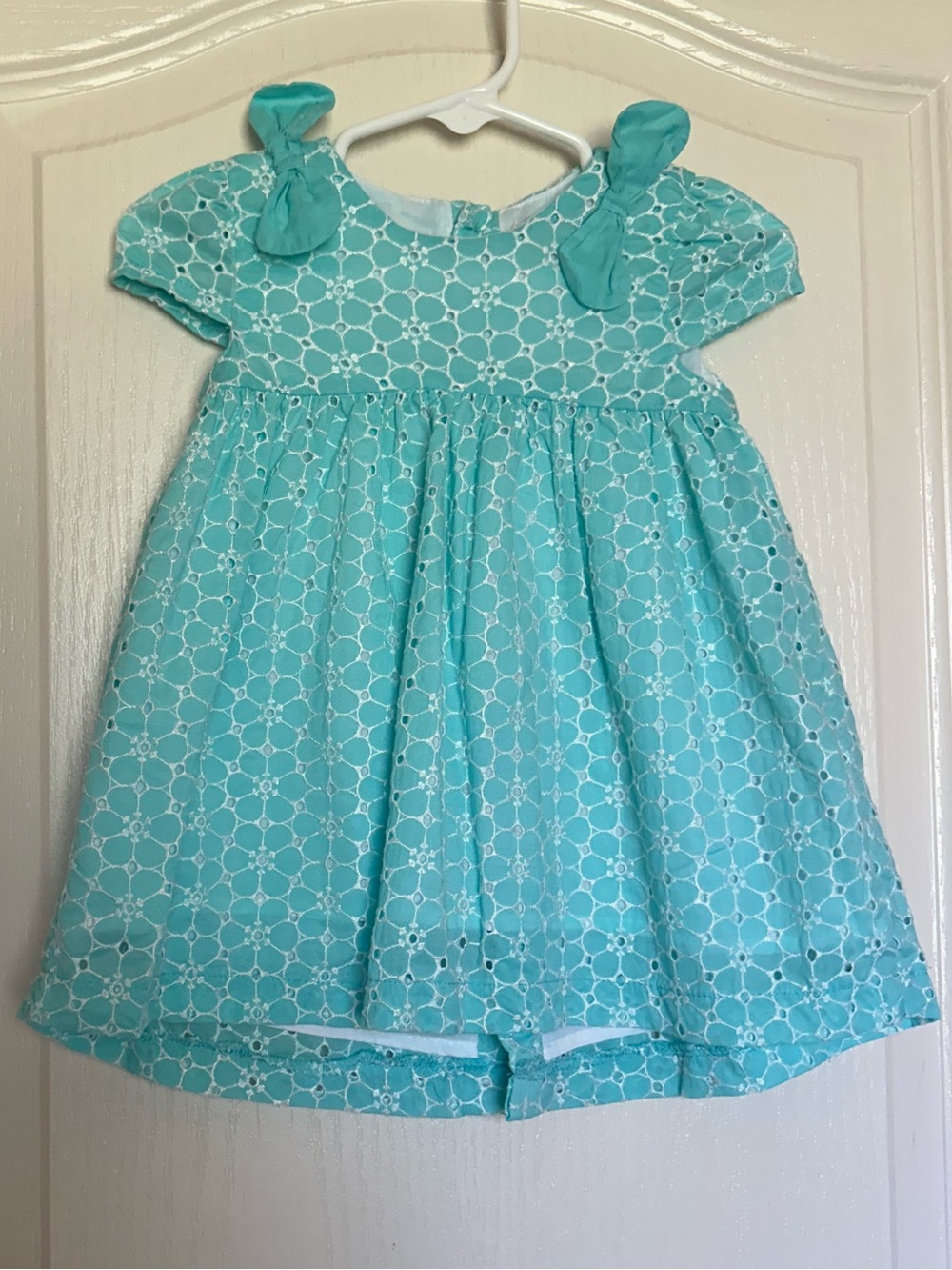 Mayoral Newborn Turquoise Eyelet Dress & Bloomers 6-9M